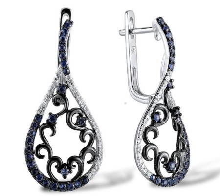 14KWB Earrings Blue Sapphire,Diamond (E304095SAP14KWB)