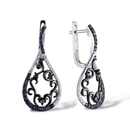 14KWB Earrings Blue Sapphire,Diamond (E304095SAP14KWB)