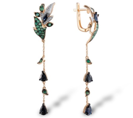 14KRWB Earrings Diamond,Emerald,Blue Sapphire (E304099EMS14KRWB)