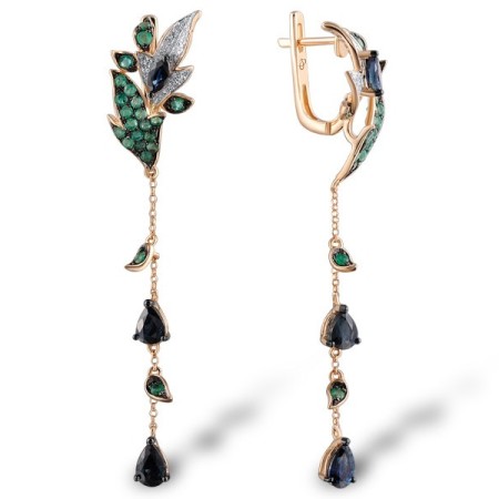 14KRWB Earrings Diamond,Emerald,Blue Sapphire (E304099EMS14KRWB)