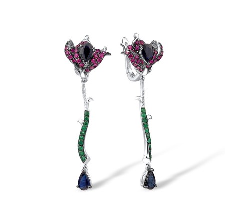 14KWB Earrings Ruby,Blue Sapphire,Diamond,Emerald (E304101ERS14KWB)