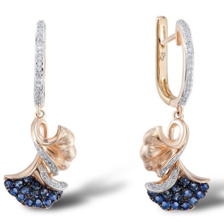 14KRWB Earrings Blue Sapphire,Diamond (E304104SAP14KRWB)