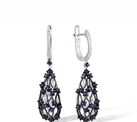 14KWB Earrings Blue Sapphire,Diamond (E304117SAP14KWB)