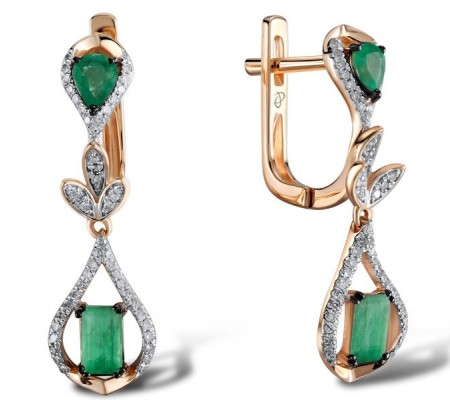 14KRWB Earrings Diamond,Emerald (E304120EMR14KRWB)