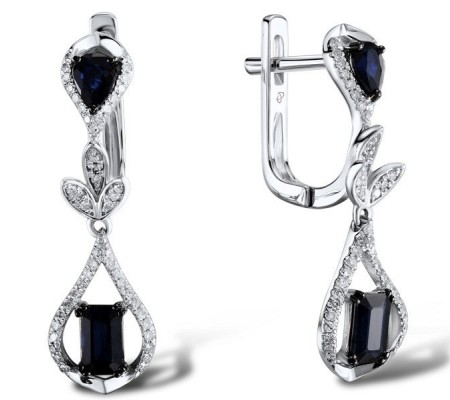14KWB Earrings Blue Sapphire,Diamond (E304120SAP14KWB)