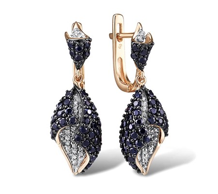 14KRWB Earrings Blue Sapphire,Diamond (E304122SAP14KRWB)
