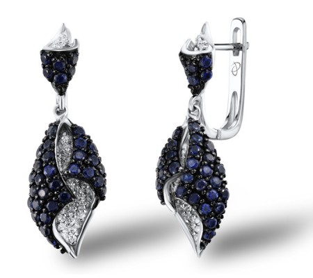 14KWB Earrings Blue Sapphire,Diamond (E304122SAP14KWB)