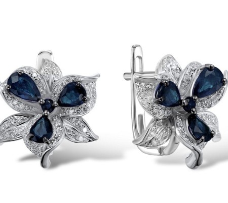 14KWB Earrings Blue Sapphire,Diamond (E304131SAP14KWB)