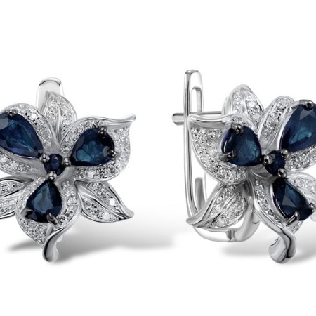 14KWB Earrings Blue Sapphire,Diamond (E304131SAP14KWB)