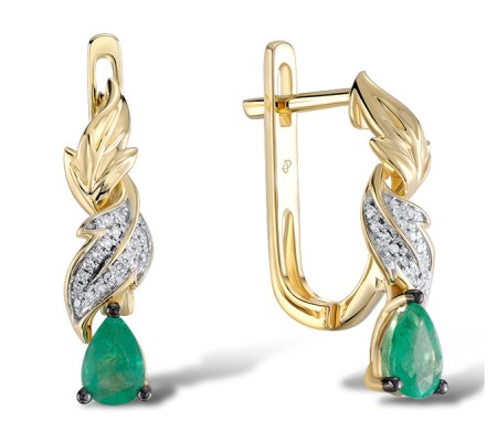 14KYWB Earrings Diamond,Emerald (E304133EMR14KYWB)