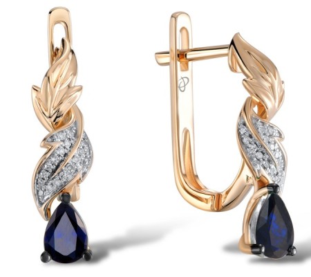 14KRWB Earrings Blue Sapphire,Diamond (E304133SAP14KRWB)