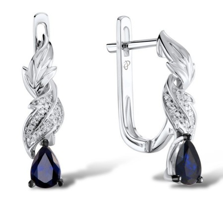 14KWB Earrings Blue Sapphire,Diamond (E304133SAP14KWB)