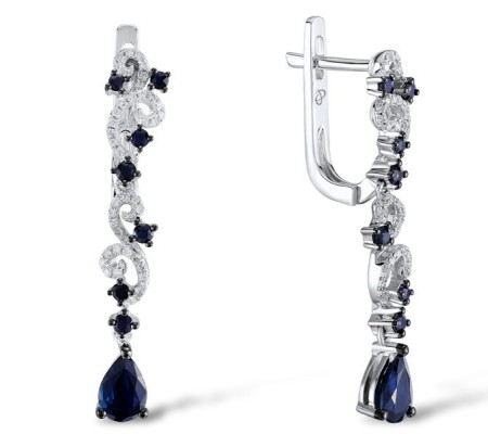 14KWB Earrings Blue Sapphire,Diamond (E304134SAP14KWB)
