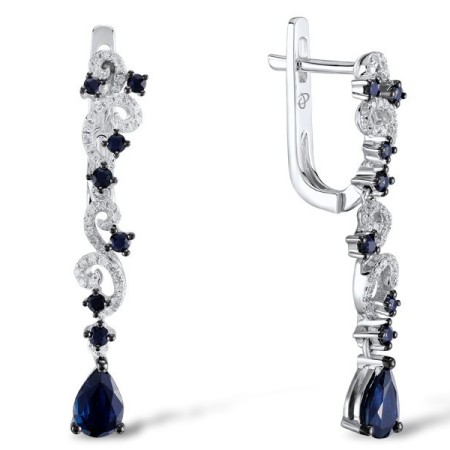 14KWB Earrings Blue Sapphire,Diamond (E304134SAP14KWB)