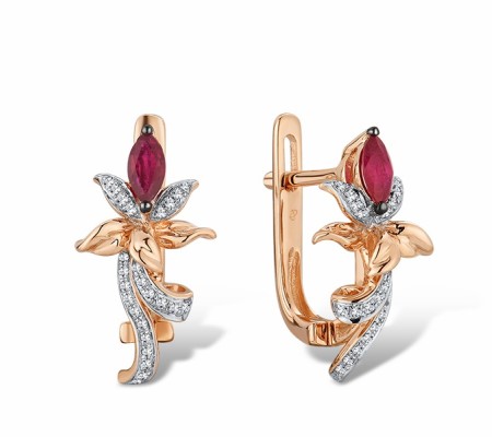 14KRWB Earrings Diamond,Ruby (E304136RUY14KRWB)