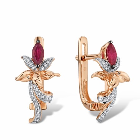 14KRWB Earrings Diamond,Ruby (E304136RUY14KRWB)