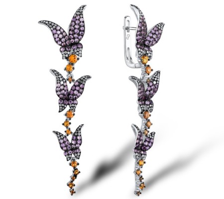 14KWB Earrings Diamond,Yellow Sapphire,Amethyst (E304147AYS14KWB)