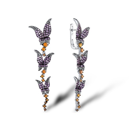 14KWB Earrings Diamond,Yellow Sapphire,Amethyst (E304147AYS14KWB)