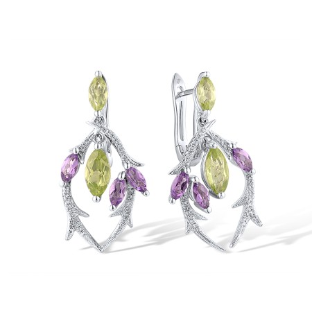 14KW Earrings Amethyst,Diamond,Peridot (E304148AMP14KW)
