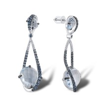 14KWB Earrings Blue Topaz (Sky Blue),Blue Topaz (Swiss Blue),Diamond,London Blue Topaz (E304164BKLT14KWB)