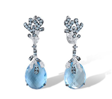 14KWB Earrings Blue Topaz (Swiss Blue),Diamond (E304170BLL14KWB)