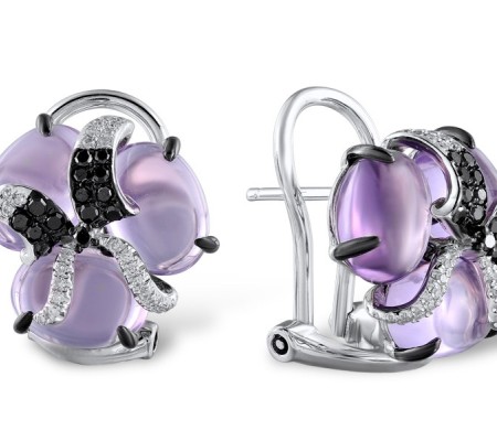 14KWB Earrings Diamond,Amethyst,Black Diamond (E304172ABI14KWB)