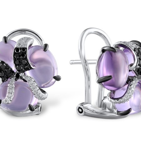 14KWB Earrings Diamond,Amethyst,Black Diamond (E304172ABI14KWB)