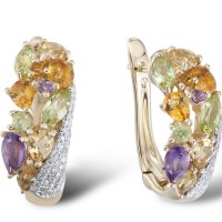 14KYW Earrings Amethyst,Citrine,Diamond,Peridot (E304174ACP14KYW)