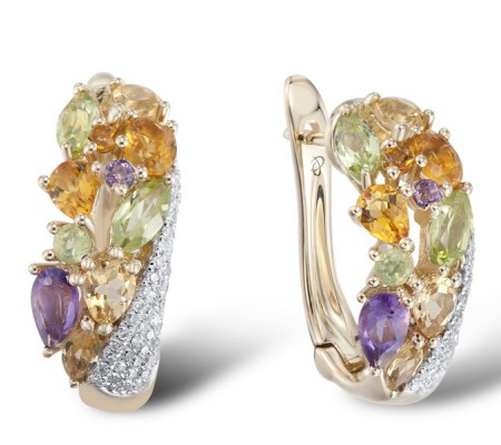 14KYW Earrings Amethyst,Citrine,Diamond,Peridot (E304174ACP14KYW)