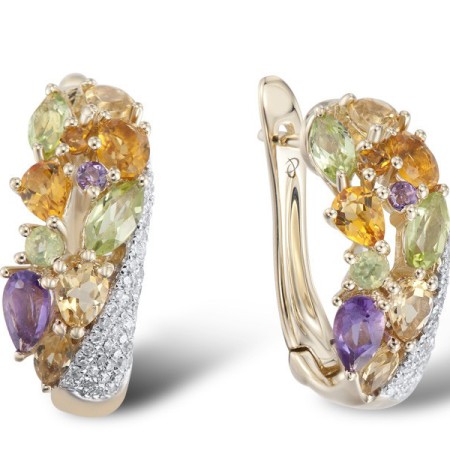 14KYW Earrings Amethyst,Citrine,Diamond,Peridot (E304174ACP14KYW)