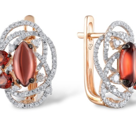 14KRWB Earrings Garnet,Diamond (E304175GAN14KRWB)