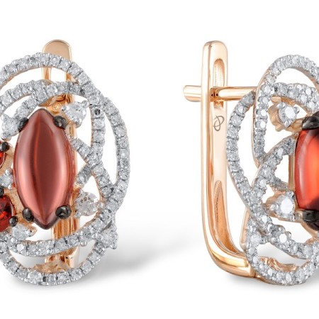 14KRWB Earrings Garnet,Diamond (E304175GAN14KRWB)