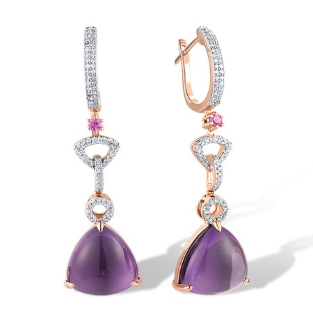 14KRW Earrings Diamond,Pink Sapphire,Amethyst (E304191APS14KRW)