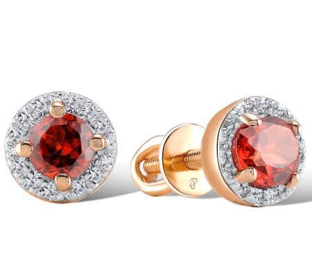 14KRW Earrings Diamond,Garnet (E304204GAN14KRW-SR)