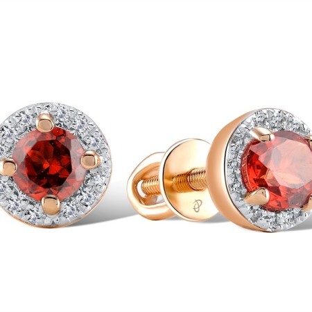 14KRW Earrings Diamond,Garnet (E304204GAN14KRW-SR)