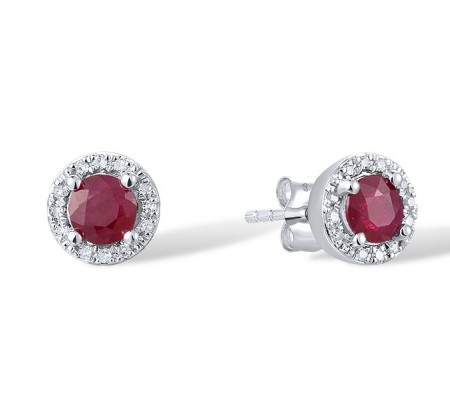 14KW Earrings Diamond,Ruby (E304204RUY14KW)