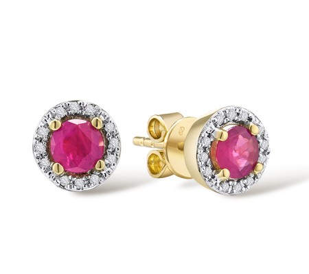 14KYW Earrings Diamond,Ruby (E304204RUY14KYW)