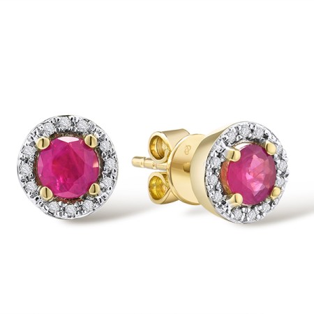 14KYW Earrings Diamond,Ruby (E304204RUY14KYW)