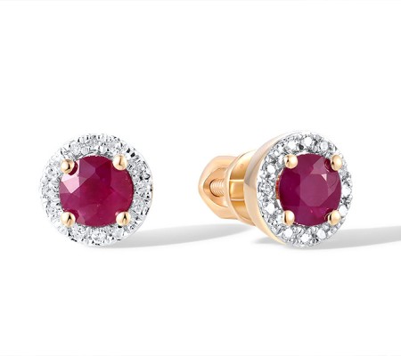 14KYW Earrings Diamond,Ruby (E304204RUY14KYW-SR)