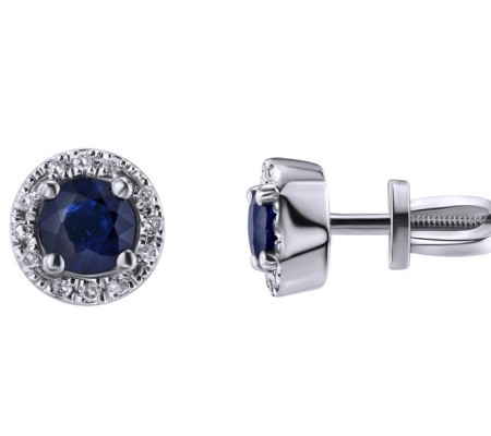 14KW Earrings Blue Sapphire,Diamond (E304204SAP14KW-SR)