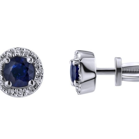 14KW Earrings Blue Sapphire,Diamond (E304204SAP14KW-SR)