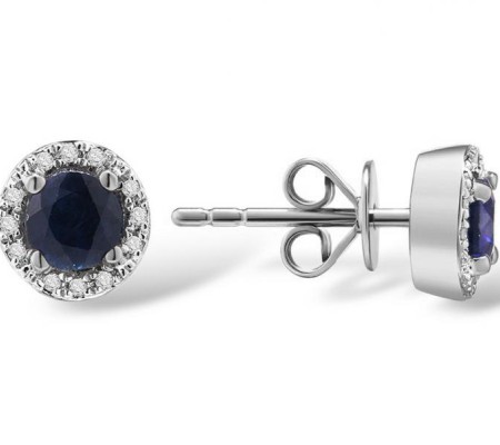 14KW Earrings Blue Sapphire,Diamond (E304204SAP14KW)