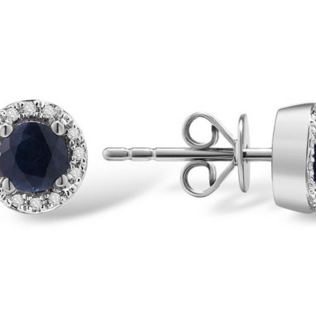 14KW Earrings Blue Sapphire,Diamond (E304204SAP14KW)