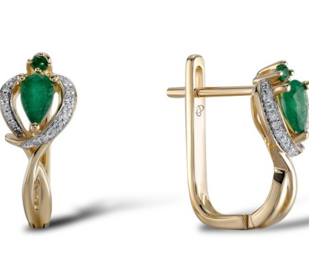 14KYW Earrings Diamond,Emerald (E304213EMR14KYW)