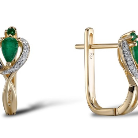 14KYW Earrings Diamond,Emerald (E304213EMR14KYW)