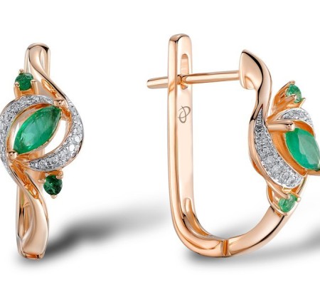 14KRW Earrings Diamond,Emerald (E304214EMR14KRW)