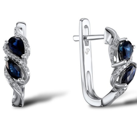 14KW Earrings Blue Sapphire,Diamond (E304215SAP14KW)
