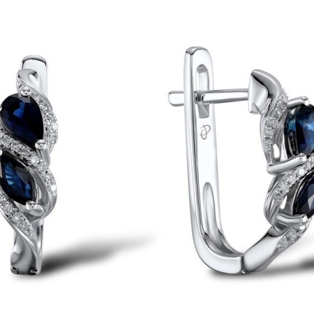 14KW Earrings Blue Sapphire,Diamond (E304215SAP14KW)