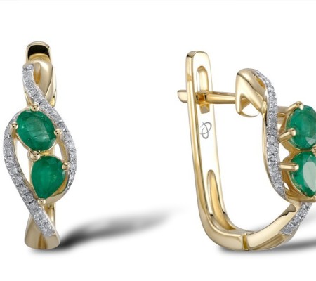 14KYW Earrings Diamond,Emerald (E304217EMR14KYW)