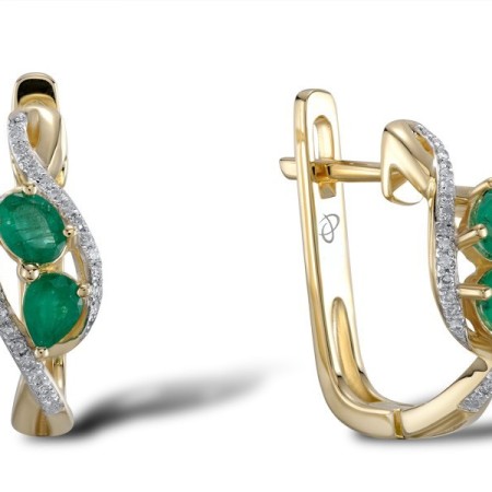 14KYW Earrings Diamond,Emerald (E304217EMR14KYW)